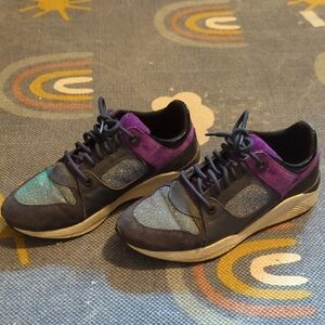 Geox Women's Suede/Leather Glittery Trainers Sz.39